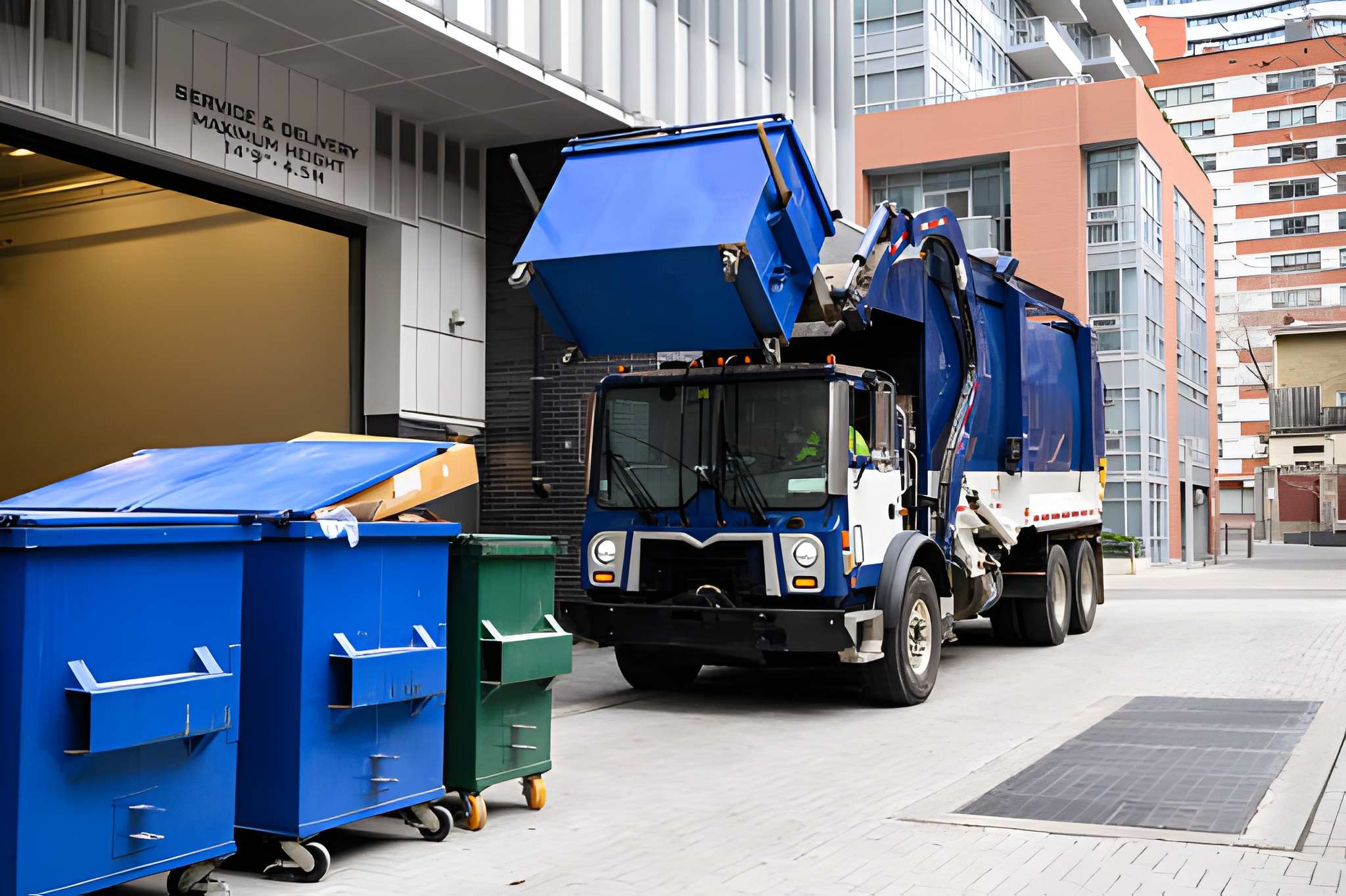 Large pile of discarded wooden furniture on curb.